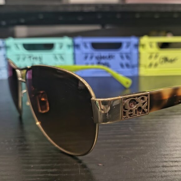 Coach Green Pilot Sunglasses Gold Tortoise 9005/13 58 13 135 3N - Picture 1 of 9